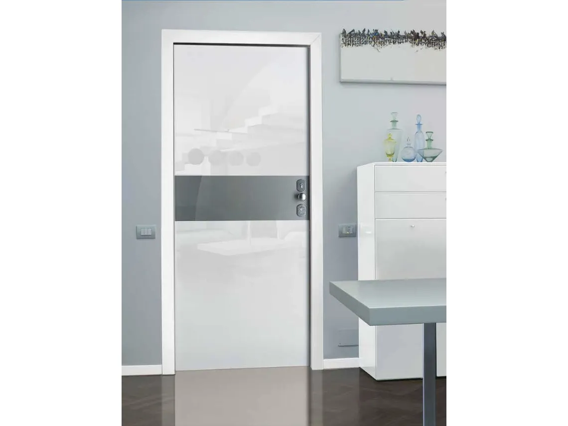 Porta blindata Glossy Bianco e Acciaio di Okey